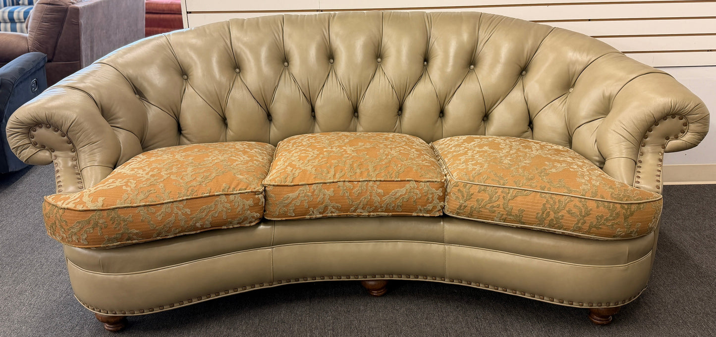 Hancock & Moore Premium Sage Green Tufted Leather Sofa Set with Nailhead Trim
