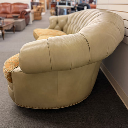 Hancock & Moore Premium Sage Green Tufted Leather Sofa Set with Nailhead Trim