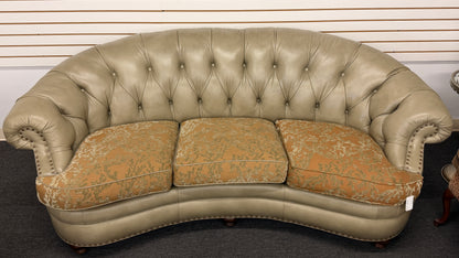 Hancock & Moore Premium Sage Green Tufted Leather Sofa Set with Nailhead Trim