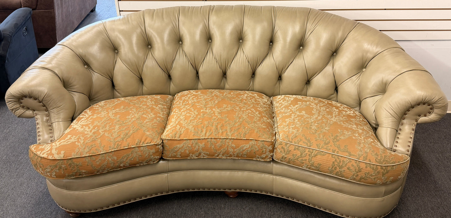 Hancock & Moore Premium Sage Green Tufted Leather Sofa Set with Nailhead Trim