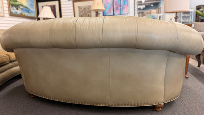 Hancock & Moore Premium Sage Green Tufted Leather Sofa Set with Nailhead Trim