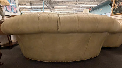 Hancock & Moore Premium Sage Green Tufted Leather Sofa Set with Nailhead Trim