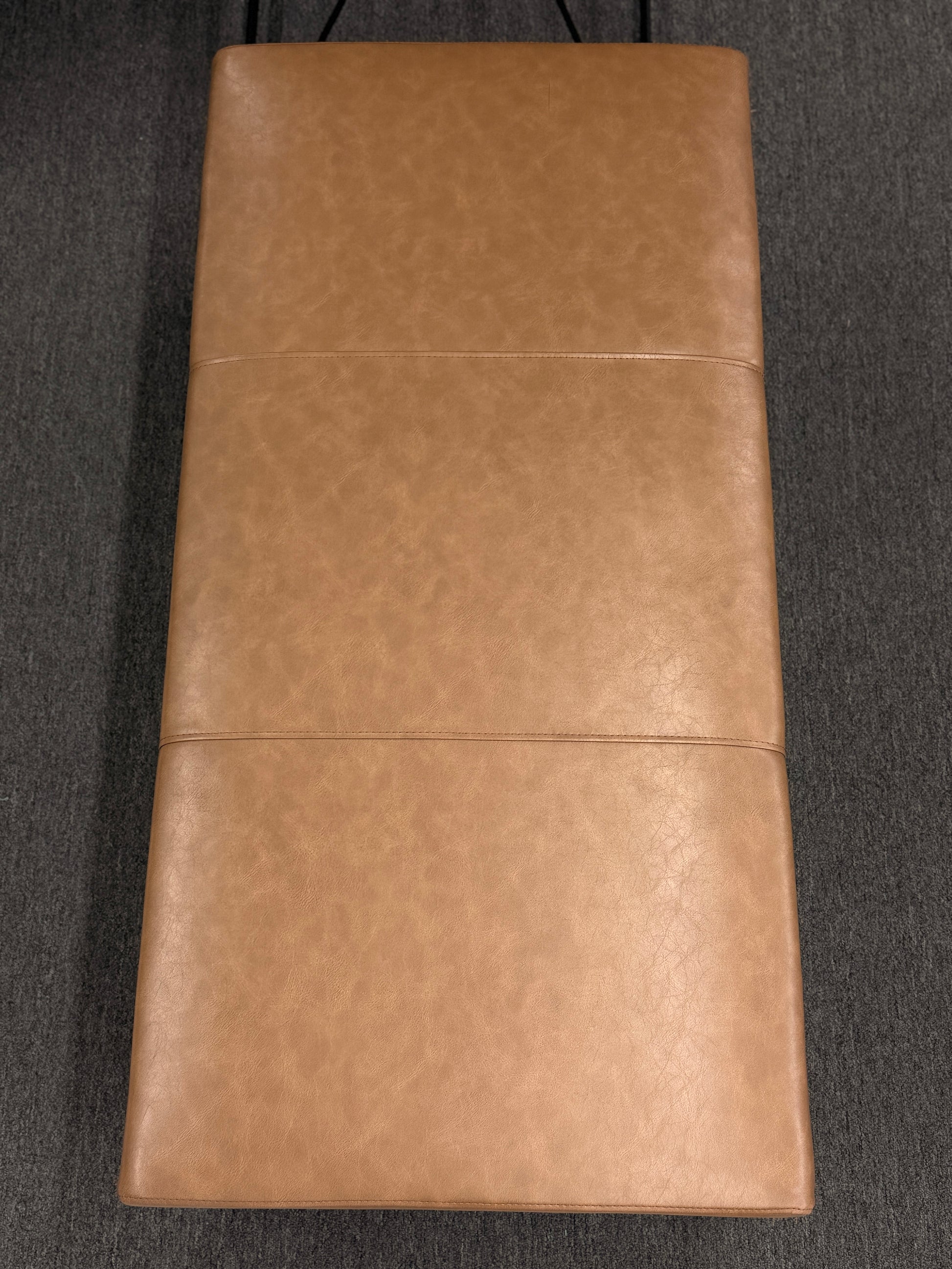 Brown leather storage bench