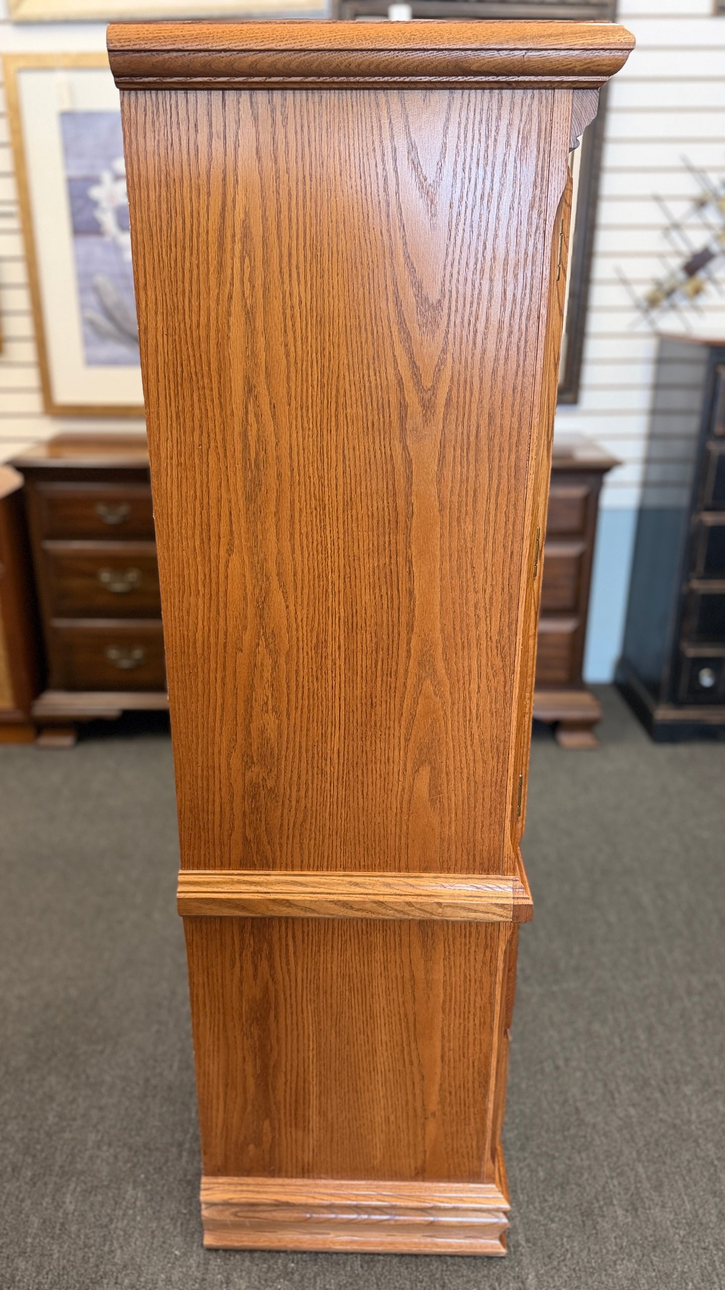 Traditional Oak Wood Armoire & Wardrobe Chest with 2 Lower Drawers