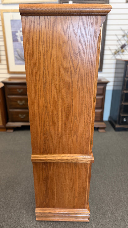 Traditional Oak Wood Armoire & Wardrobe Chest with 2 Lower Drawers